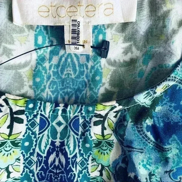 Etcetera Mandala Blue Floral Sleeveless Wrap Open Back Scoop Neck Top - Picture 10 of 10